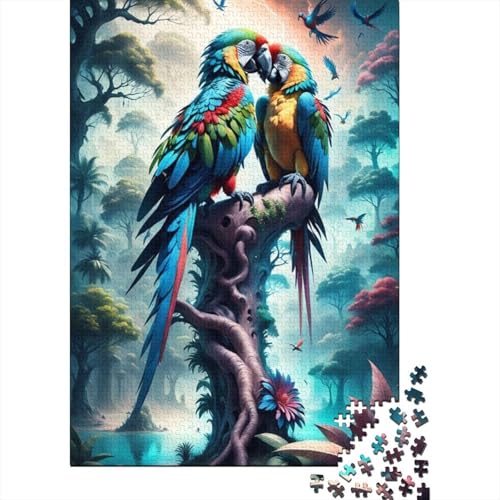 Puzzle mit Tierkunst-Papageienmotiv, schwierig, 100% recycelter Karton, für Damen und Herren, 1000 Teile (38 x 26 cm) von LMYmoney