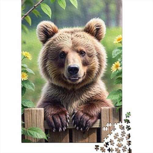 Puzzle mit Tierkunst und Bärenmotiv, schwierig, 100% recycelter Karton, für Damen und Herren, 1000 Teile (75 x 50 cm) von LMYmoney