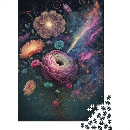 Puzzle mit Tierkunst und Blumen, rechteckig, aus Pappe, 100% recyceltem Karton, für Erwachsene, 1000 Teile (38 x 26 cm) von LMYmoney