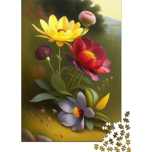 Puzzle mit Tierkunst und Blumen, rechteckig, aus Pappe, 100% recyceltem Karton, für Erwachsene, 1000 Teile (75 x 50 cm) von LMYmoney