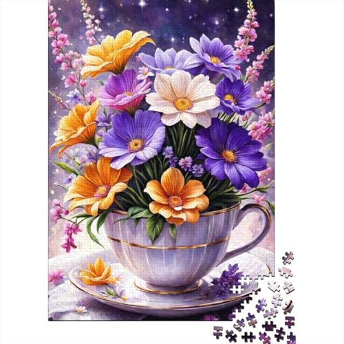 Puzzle mit Tierkunst und Blumen, schwierig, 100% recycelter Karton, für Damen und Herren, 1000 Teile (38 x 26 cm) von LMYmoney
