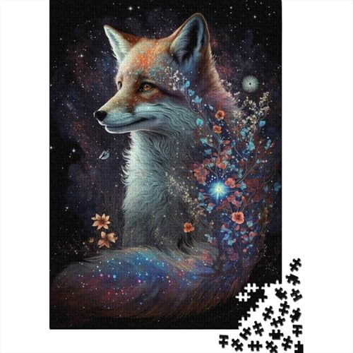 Puzzle mit Weltraumfuchs und Blumen, anpassbare Bilder, 100% recycelter Karton, Puzzle für Erwachsene und Teenager, einzigartiges Geschenk, 1000 Teile (38 x 26 cm) von LMYmoney