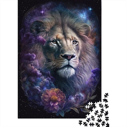 Puzzle mit Weltraumlöwe und Blume, 100% recycelter Karton, 100% recycelter Karton, Puzzle für Jungen oder Mädchen, 1000 Teile (38 x 26 cm) von LMYmoney