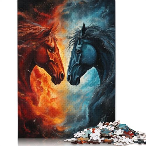 Puzzle mit Zwei Feuerpferden, 1000 Teile, für Erwachsene und Jugendliche ab 12 Jahren, 1000 Teile (75 x 50 cm) von LMYmoney