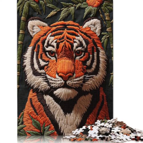 Puzzle mit gesticktem Tigerporträt, 100% Recyclingkarton, 100% Recyclingkarton, Puzzle als Geschenk für Jungen oder Mädchen, 1000 Teile (26 x 38 cm) von LMYmoney
