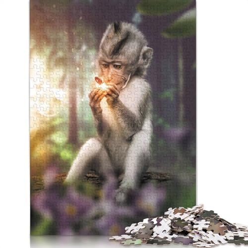 Puzzle mit leuchtendem Schmetterling und AFFE, 100% Recyclingkarton, 100% Recyclingkarton, Puzzle für Jungen oder Mädchen, 1000 Teile (26 x 38 cm) von LMYmoney