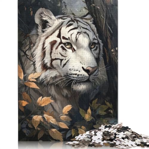 Puzzle mit weißem Tigerporträt, farbenfrohe, Coole Puzzles für Kinder ab 12 Jahren, 1000 Teile (75 x 50 cm) von LMYmoney