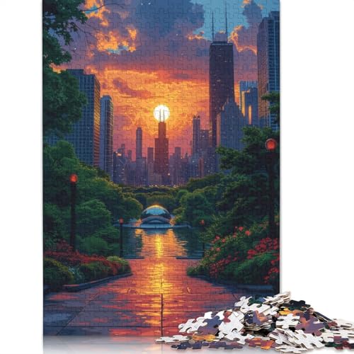 Puzzlespaß „Stadt bei Sonnenuntergang“ aus hochwertigem Karton, für Jungen oder Mädchen, 1000 Teile (75 x 50 cm) von LMYmoney