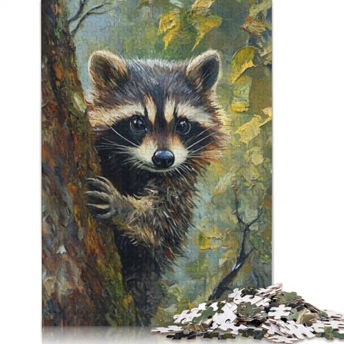 Raccoon in Tree Puzzle 1000-teilige Schwer Puzzle Spielzeug Lernspiel Impossible Herausforderungsspielzeug Für Erwachsene Kinder 1000pcs (38x26cm) von LMYmoney