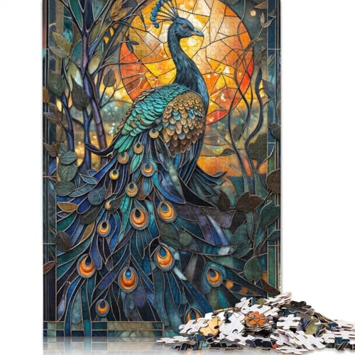 Radiant Stained Peacock 1000 Puzzles für Erwachsene, Lernspiel, Puzzlespiele für Erwachsene für Jungen oder Mädchen, 1000 Teile (75 x 50 cm) von LMYmoney