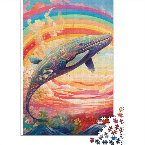 Rainbow Whale Puzzle 1000 Teile Schwer Puzzle Spielzeug Pädagogisches Spiel Impossible Herausforderung Spielzeug Für Erwachsene Kinder 1000pcs (75x50cm) von LMYmoney