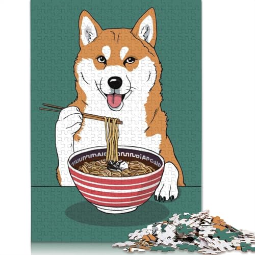 Ramen Shiba Inu Hundepuzzle, Dekompressionsspielzeug, rechteckiges Papierpuzzle für Kinder und Erwachsene ab 12 Jahren, 1000 Teile (75 x 50 cm) von LMYmoney