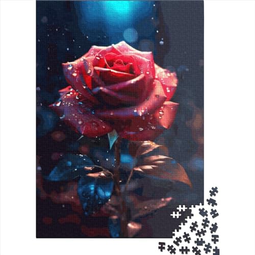Red Rose Puzzle 1000-teilige Schwer Puzzle Spielzeug Lernspiel Impossible Herausforderungsspielzeug Für Erwachsene Kinder 1000pcs (38x26cm) von LMYmoney