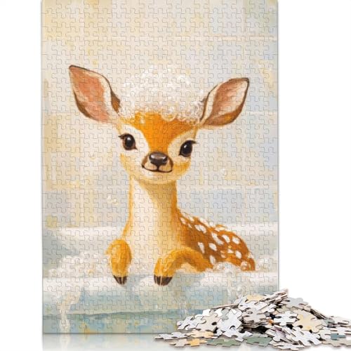Rehkitz im Schaumbad, Puzzle, Lernspiele, Familienaktivitäten, Premium-Karton-Puzzle für Frauen und Männer, 1000 Teile (75 x 50 cm) von LMYmoney