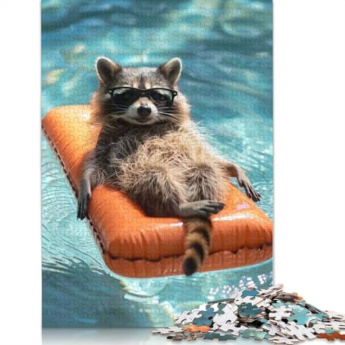 Relaxed Racoon Puzzles 1000 Teile Schwer Puzzle Spielzeug Pädagogisches Spiel Impossible Herausforderungsspielzeug Für Erwachsene Kinder 1000pcs (38x26cm) von LMYmoney