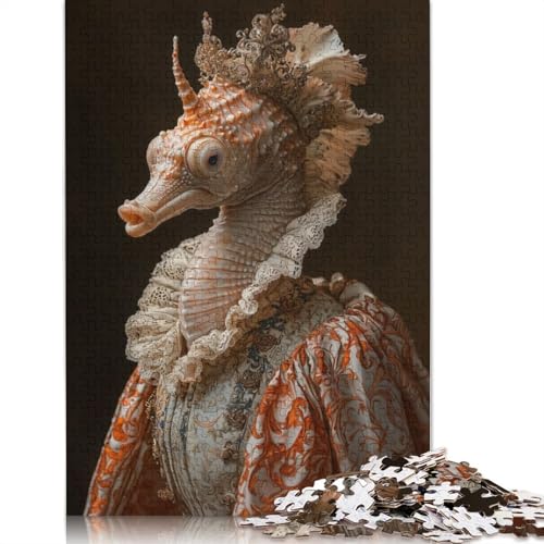 Renaissance Seepferdchen-Puzzle, Dekompressionsspielzeug, rechteckiges Papierpuzzle für Kinder und Erwachsene ab 12 Jahren, Geschenke, 1000 Teile (26 x 38 cm) von LMYmoney