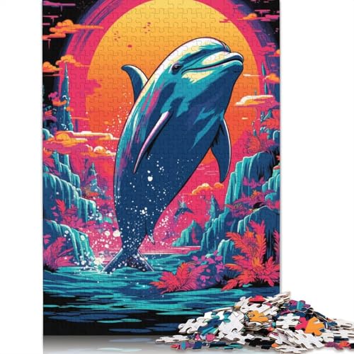 Retro Dolphin Jump 1500 Puzzles für Erwachsene, Lernspiel, Puzzlespiele für Erwachsene für Jungen oder Mädchen, 1500 Teile (85 x 57 cm) von LMYmoney