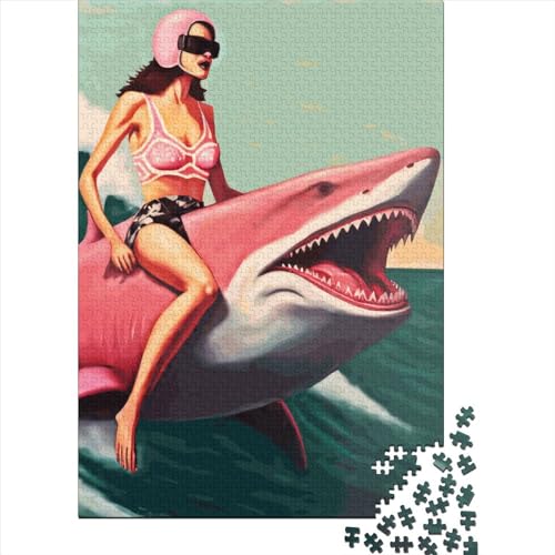 Ride Shark Puzzles 1000 Teile Schwer Puzzle Spielzeug Lernspiel Impossible Herausforderungsspielzeug Für Erwachsene Und Kinder Ab 14 Jahren 1000pcs (75x50cm) von LMYmoney