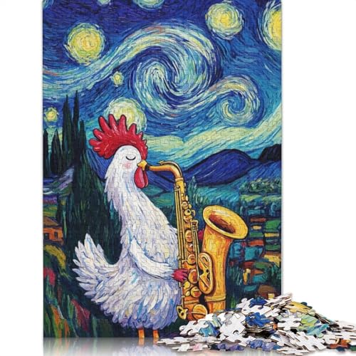 Rooster Plays Saxophone Puzzle 1000-teilige Schwer Puzzle Spielzeug Lernspiel Impossible Herausforderungsspielzeug Für Erwachsene Und Kinder Ab 14 Jahren 1000pcs (75x50cm) von LMYmoney