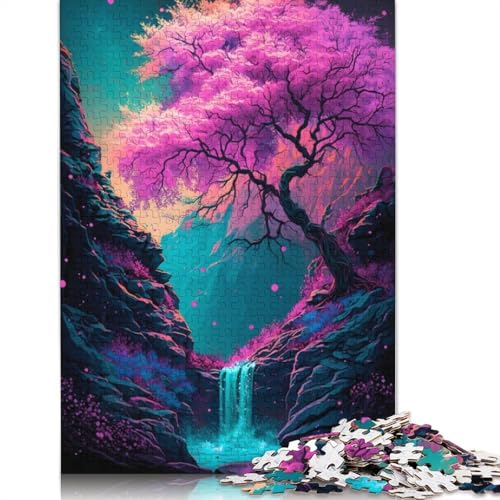 Rosa Baum und Kleiner Wasserpuzzle für Erwachsene, 1500 Teile, rechteckiges Papppuzzle, Geschenke für Männer, für Jungen oder Mädchen, 1500 Teile (85 x 57 cm) von LMYmoney