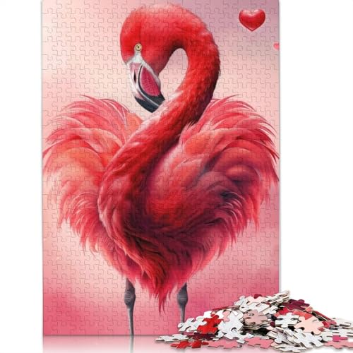 Rosa Flamingo-Puzzle, schwierig, aus 100% recyceltem Karton, für Frauen und Männer, Vatertagsgeschenke, 1000 Teile (26 x 38 cm) von LMYmoney