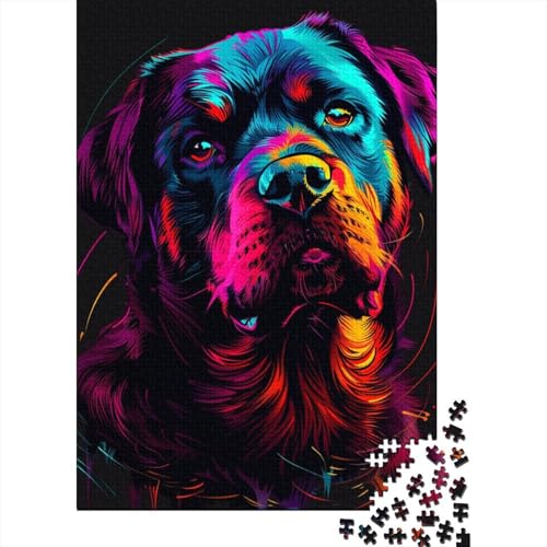 Rottweiler DJ Neon-Puzzles für Erwachsene, 1000-teiliges Puzzle für Teenager ab 12 Jahren, 1000 Teile (38 x 26 cm) von LMYmoney