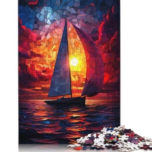 Sailboat Sunset Puzzles 1000 Teile Schwer Puzzle Spielzeug Lernspiel Impossible Herausforderung Spielzeug Für Erwachsene Und Kinder in Bewährter 1000pcs (75x50cm) von LMYmoney