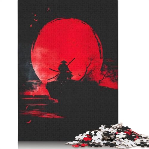 Samurai RedMoon Illustrat 1000-teiliges Puzzle für Erwachsene, interessante Stressabbau-Puzzlespiele für Erwachsene, für Erwachsene und Teenager, 1000 Teile (75 x 50 cm) von LMYmoney