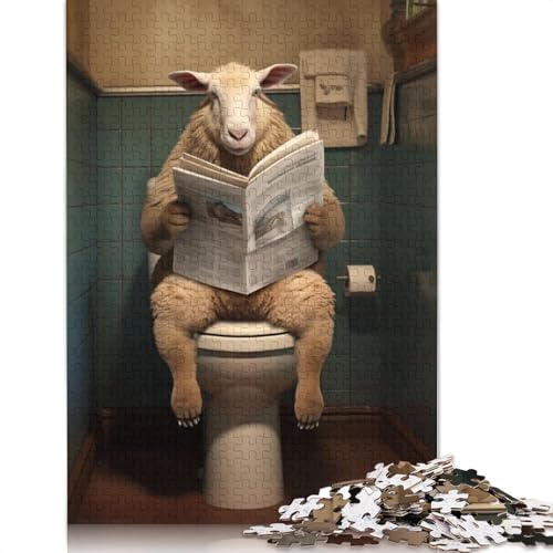 Schaf auf Toilette, Zeitungspuzzle, 1000 Teile, für Erwachsene, kreative Spiele, Puzzlespiele für Erwachsene, für Jungen oder Mädchen, 1000 Teile (75 x 50 cm) von LMYmoney