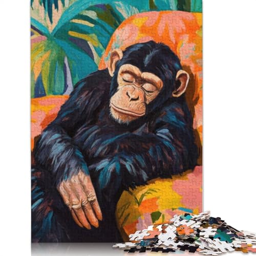 Schimpansen-Schläfchen-Puzzle für Erwachsene, Spielzeug, Lernspiel, schwierige Puzzles für Kinder ab 12 Jahren, 1000 Teile (75 x 50 cm) von LMYmoney