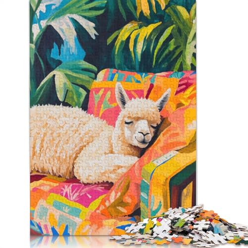 Schlafendes Alpaka im tropischen Paradies. Bunte, Coole Puzzles für Kinder ab 12 Jahren, 1000 Teile (75 x 50 cm) von LMYmoney