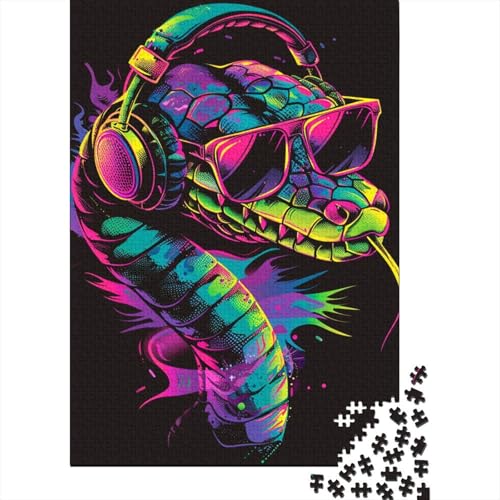 Schlange mit Sonnenbrille, Puzzle für Erwachsene und Jugendliche, 1000 Teile, Holzpuzzle für Teenager, Geschenke, Denksportspiel, 1000 Teile (38 x 26 cm) von LMYmoney