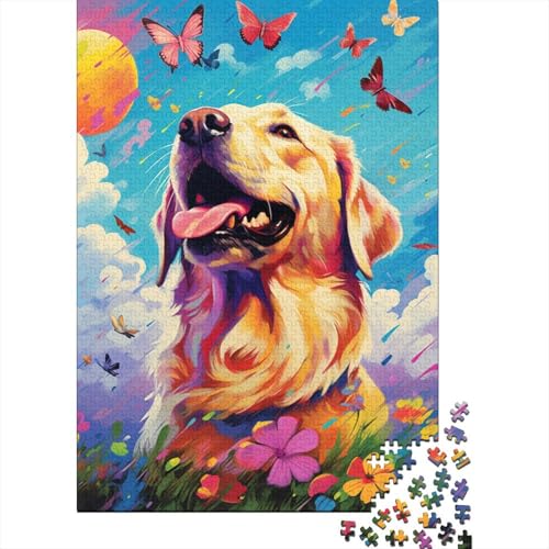 Schmetterlings-Golden Retriever-Puzzle, Denksportaufgabe, 100% recycelter Karton, Puzzle für Kinder und Erwachsene ab 12 Jahren, 1000 Teile (38 x 26 cm) von LMYmoney