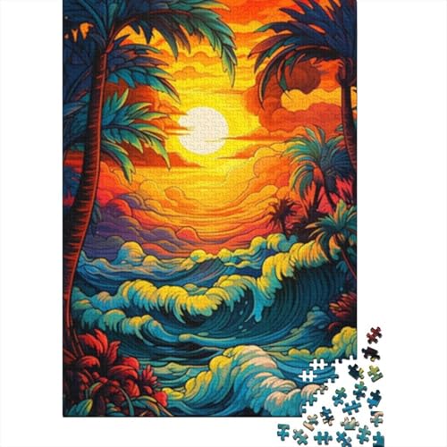Schöner Strand, 1000 Teile, Holzpuzzle für Erwachsene, Puzzle, Lernspiel, Herausforderungsspielzeug, 1000 Teile (38 x 26 cm) von LMYmoney