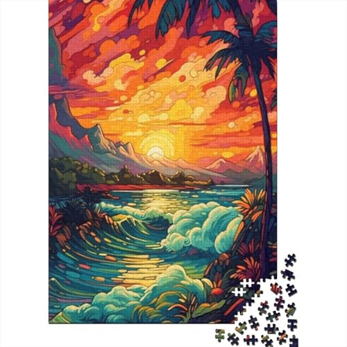 Schöner Strand, 1000-teiliges Puzzle für Teenager, Geschenke, Holzpuzzle, Puzzle für Erwachsene, Lernspiele für Zuhause, DIY-Spielzeug, 1000 Teile (38 x 26 cm) von LMYmoney