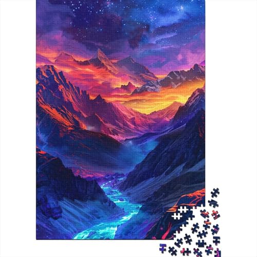 Schönes Berglandschafts-Puzzle, Dekompressionsspielzeug, rechteckiges Papierpuzzle für Kinder und Erwachsene ab 12 Jahren, 1000 Teile (38 x 26 cm) von LMYmoney