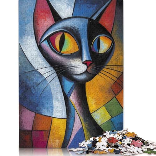 Schwarze Katze Malpuzzle Kreative Spiele Premium-Kartonpuzzle für Frauen und Männer Geburtstagsgeschenk 1000 Teile (75 x 50 cm) von LMYmoney