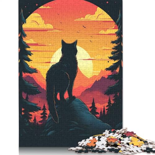 Schwarze Katze Puzzle für Erwachsene, Spielzeug, Lernspiel, schwierige Puzzles für Kinder ab 12 Jahren, 1500 Teile (85 x 57 cm) von LMYmoney
