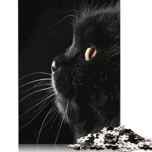 Schwarzes Katzen-Puzzle, Denksportaufgabe, Premium-Puzzle aus Karton für Kinder und Erwachsene ab 12 Jahren, 1000 Teile (26 x 38 cm) von LMYmoney