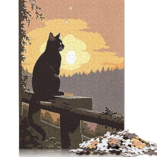 Schwarzes Katzen-Puzzle, herausfordernd und knifflig, 100% recycelter Karton, Puzzle für Erwachsene, Geburtstagsgeschenk für Teenager, 1000 Teile (75 x 50 cm) von LMYmoney