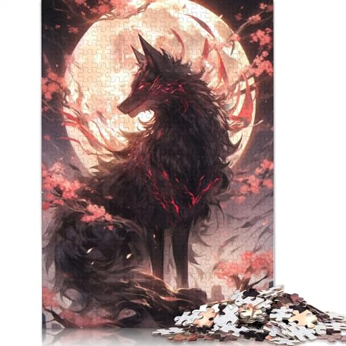 Schwarzes Sakura Kitsune-Puzzle mit 1500 Teilen, ab 18 Jahren. Lernspiele für Erwachsene, Puzzles für Frauen, für Kinder ab 12 Jahren, 1500 Teile (85 x 57 cm) von LMYmoney