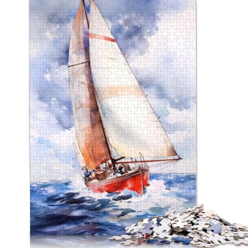 Segelboot-Kunstpuzzles für Erwachsene, Familienspaß, Problemlösungspuzzles für Frauen und Männer, 1000 Teile (75 x 50 cm) von LMYmoney