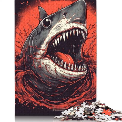Shark Colorful Puzzle 1000 Teile Schwer Puzzle Spielzeug Lernspiel Impossible Herausforderung Spielzeug Für Erwachsene Kinder 1000pcs (75x50cm) von LMYmoney