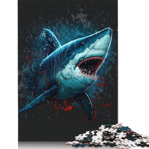 Shark Colorful Puzzles 1000 Teile Schwer Puzzle Spielzeug Lernspiel Impossible Herausforderung Spielzeug Für Erwachsene Und Kinder in Bewährter 1000pcs (40x28cm) von LMYmoney