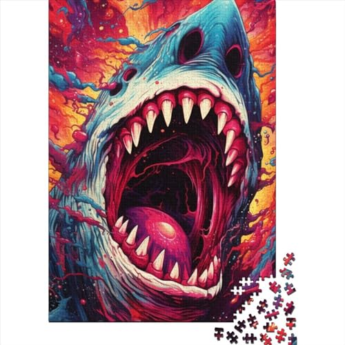 Shark Puzzle 1000 Teile Schwer Puzzle Spielzeug Lernspiel Impossible Herausforderung Spielzeug Für Erwachsene Kinder 1000pcs (38x26cm) von LMYmoney
