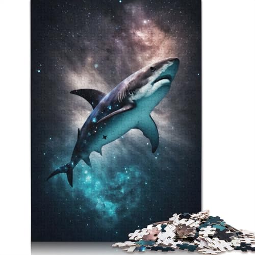 Shark in Space Puzzle 1000 Teile Schwer Puzzle Spielzeug Pädagogisches Spiel Impossible Herausforderung Spielzeug Für Erwachsene Kinder 1000pcs (40x28cm) von LMYmoney