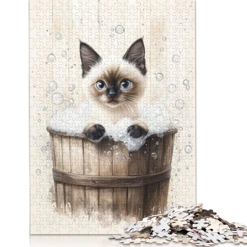 Siamese Kitten Bubble Bath Puzzle 1000 Teile Schwer Puzzle Spielzeug Pädagogisches Spiel Impossible Herausforderung Spielzeug Für Erwachsene Kinder 1000pcs (75x50cm) von LMYmoney