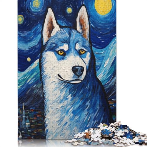 Siberian Husky Van Gogh Puzzle für Erwachsene, 520 Teile, lustiges Denksport-Puzzle für Kinder ab 12 Jahren, 520 Teile (52 x 38 cm) von LMYmoney