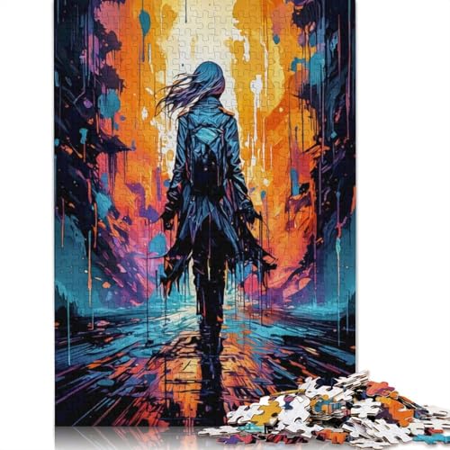 Silhouette in Einer bunten Stadt, Puzzle, 100% recycelter Karton, 100% recycelter Karton, Puzzle, 1000 Teile (75 x 50 cm) von LMYmoney