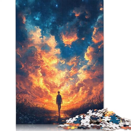 Silhouette unter Sternenhimmel, 1000-teiliges Puzzle für Erwachsene, kreative Spiele, Herren-Puzzle, Geschenke für Erwachsene Kinder, 1000 Teile (75 x 50 cm) von LMYmoney